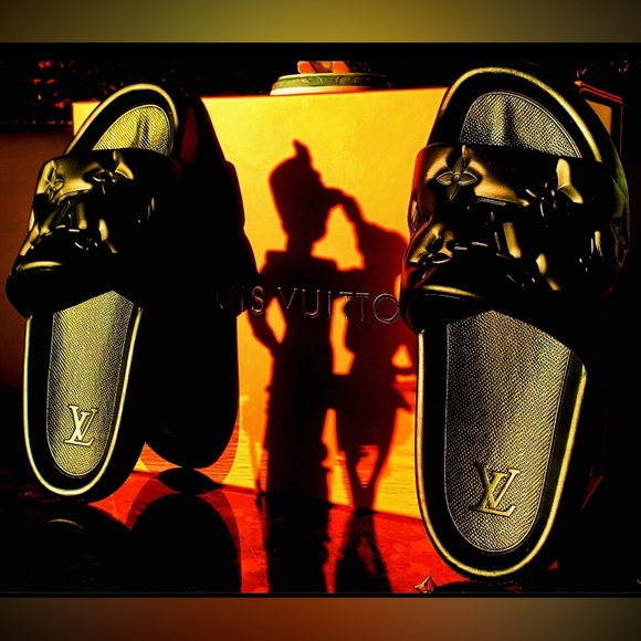Louis Vuitton LV Waterfront Black Monogram Jacquard Embossed Mule Slides Sandals - Picture 6 of 11